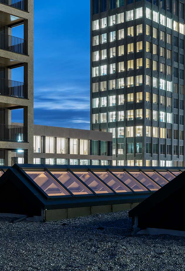 Oberlicht Lösung  Sattellichtband 25-40° mit Sonnenschutzverglasung, Aeschbachhalle Aarau