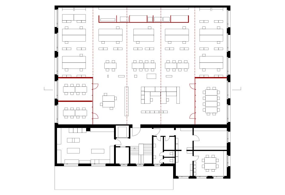 Rysunek architektoniczny — plan parteru — Atelier Zimmerlistrasse