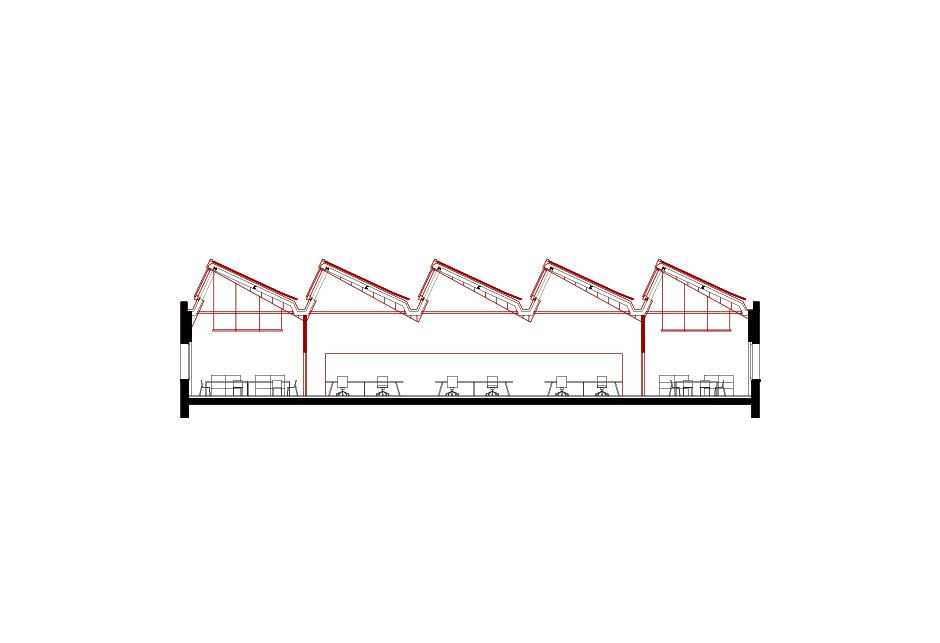 Dessin d'architecture - plan de toiture avec toit en appentis, Atelier Zimmerlistrasse 