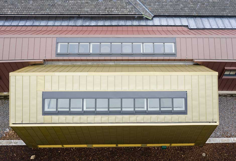 Solution de verrières shed avec modules 25°-90°, ancienne gare royale de Ballater, Écosse