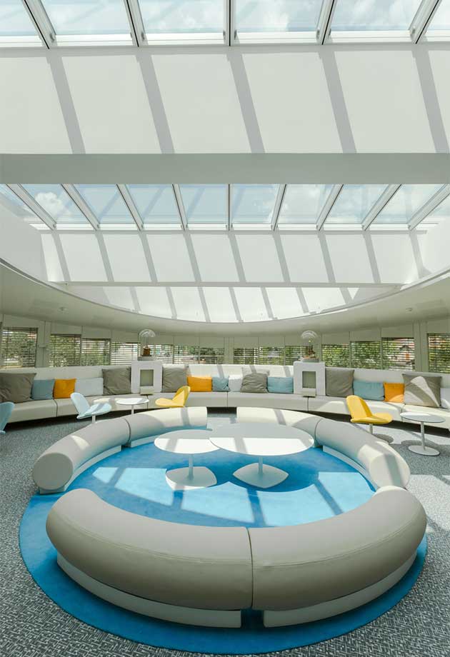 Atrium modular skylight solution in the heart of Somfy Lighthouse building, France  