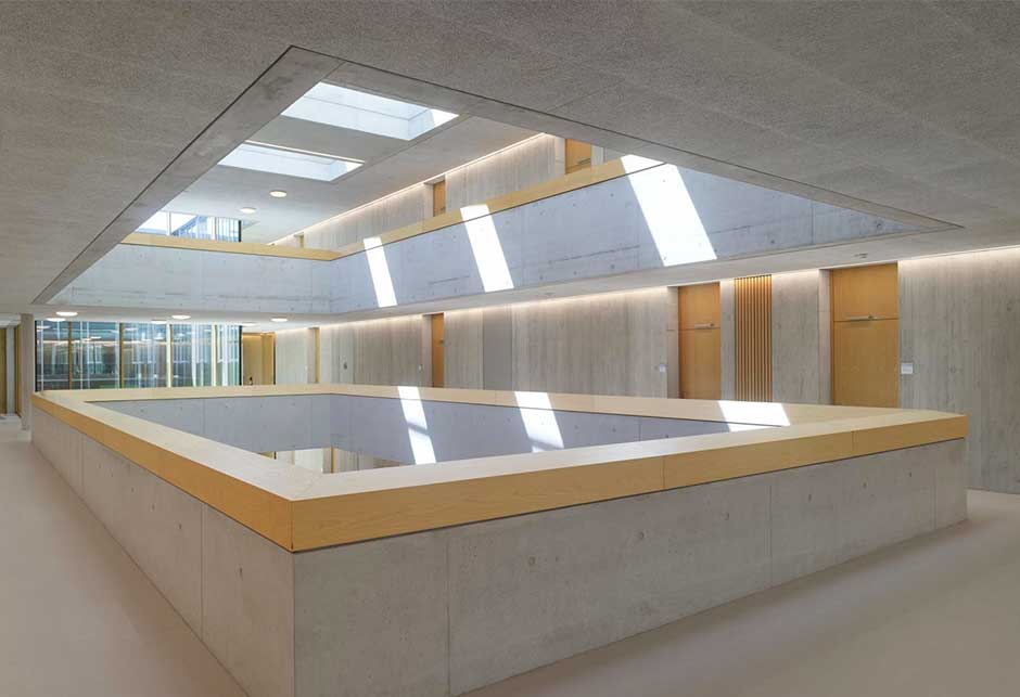 Central atrium with VELUX Atrium Longlight solution, Gebhard school, Konstanz, Germany