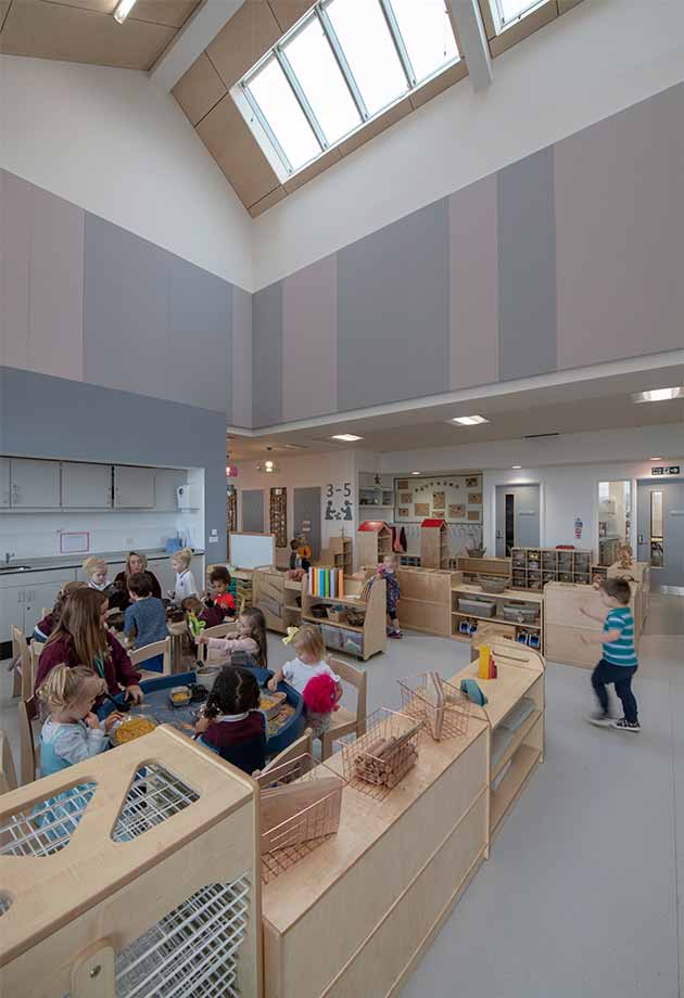 Lichtstraten in Sheddakopstelling in Glenpark Early Learning Centre, Schotland