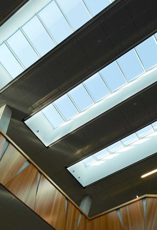 Rooflight解决方案与Longlight 5-30˚模块，Hessenwaldschule, Weiterstadt，法兰克福，德国