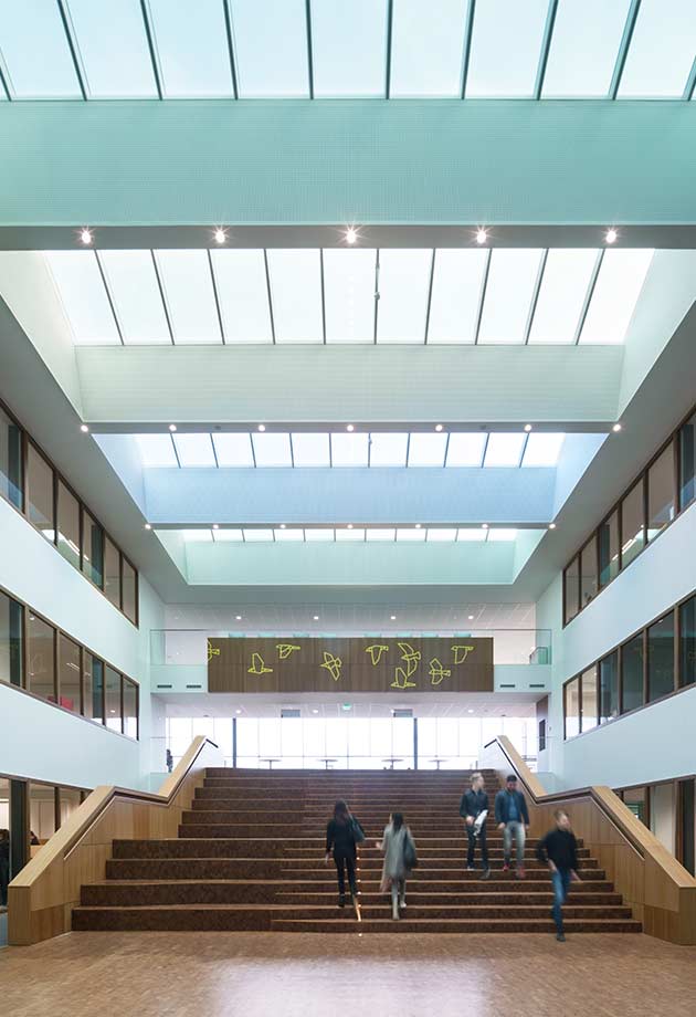 Rooflight solution with Ridgelight 25-40˚ and Longlight 5-30˚ modules, Merlet college, Cuijk, The Netherlands
