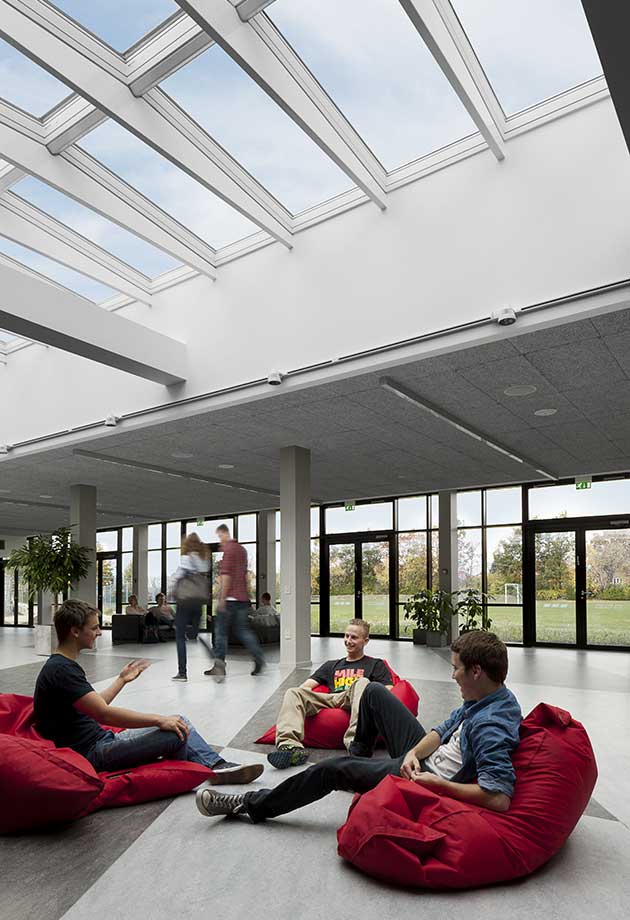Rooflight solution with Ridgelight 5˚ with beams, Roskilde Katedralskole, Denmark
