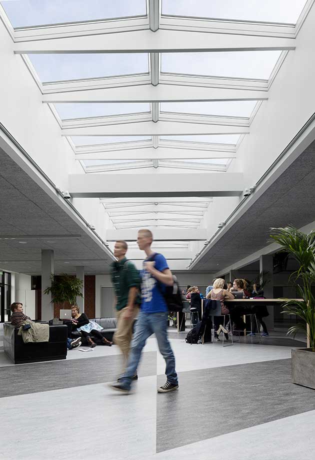 Rooflight solution with Ridgelight 5˚ with beams, Roskilde Katedralskole, Denmark