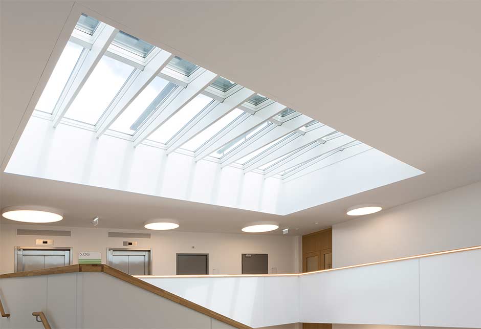 VELUX Rooflights supply daylight and fresh air to the office staircase