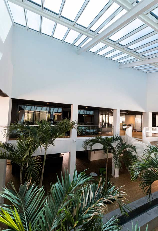Interior of ACTIS HQ office space with rooflight installation  