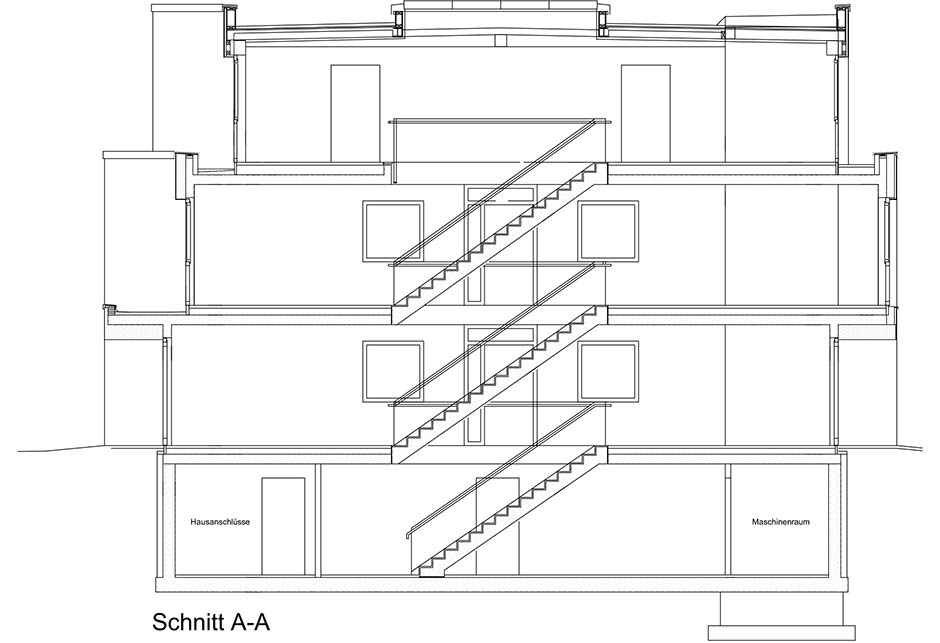 Architectural drawings for social housing in Hamm, Germany