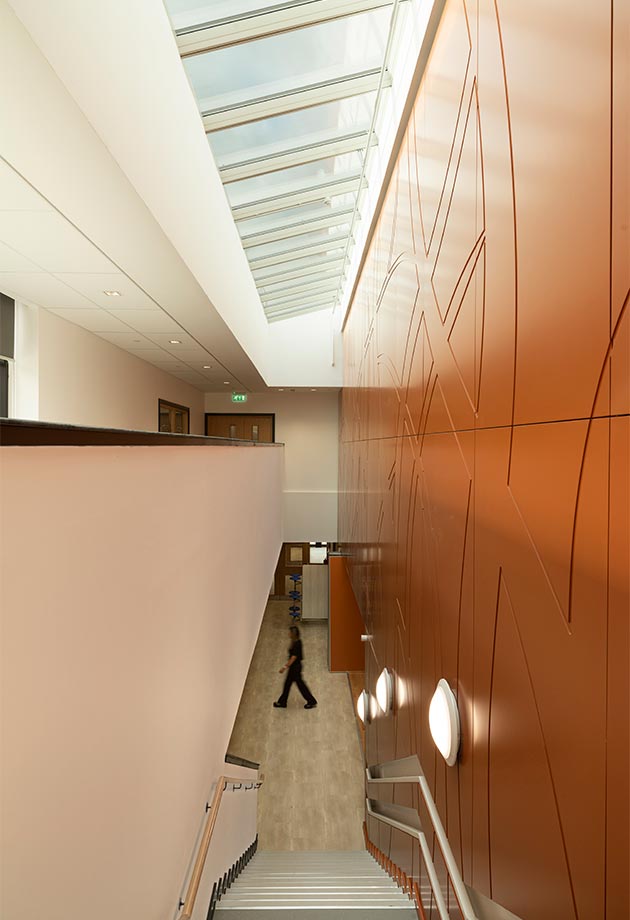 VELUX Wall-mounted Longlight at 15 degrees to maximise daylight in corridor space