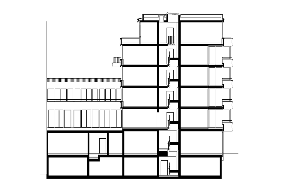 Dessin d'architecture - Vue sur cour - WALO Haus