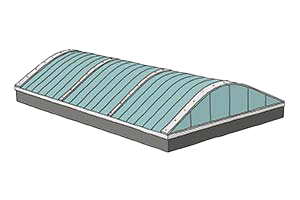 Grillodur barrel vault continuous rooflight illustration exterior