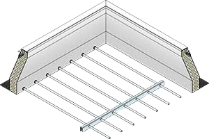 Illustration of a steel pipe system for fall-through protection