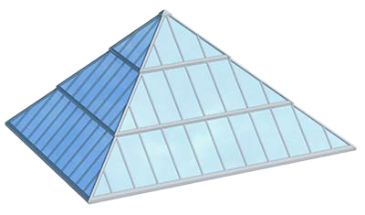 Pyramide de vitrage avec cascade 
